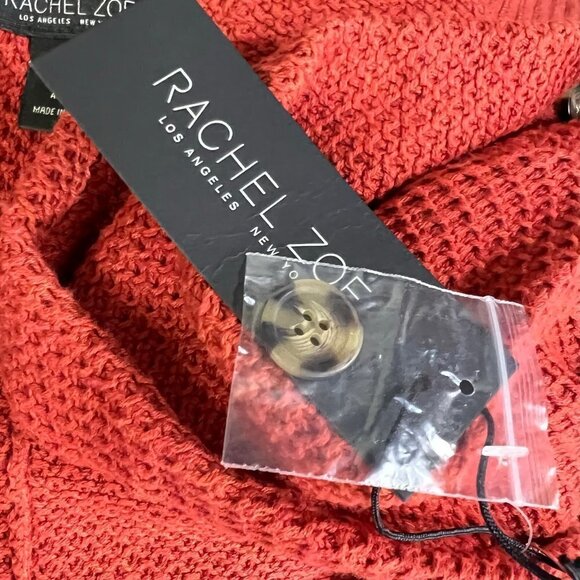 Rachel Zoe Women's Orange Crewneck Sweater with Button Detail Shoulders L - Picture 12 of 12